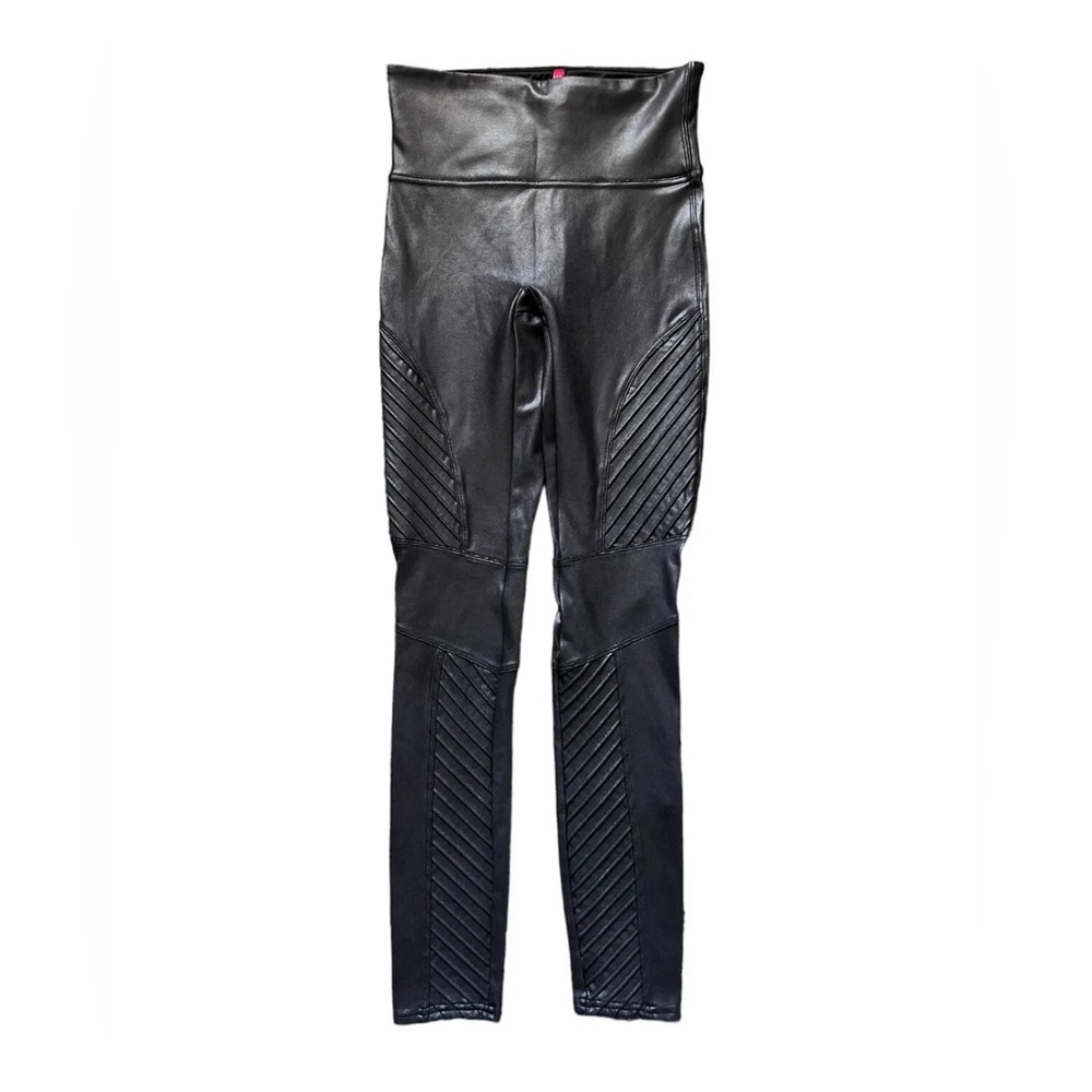Spanx Leggings Size Small Faux Leather Moto Black Biker Compressing